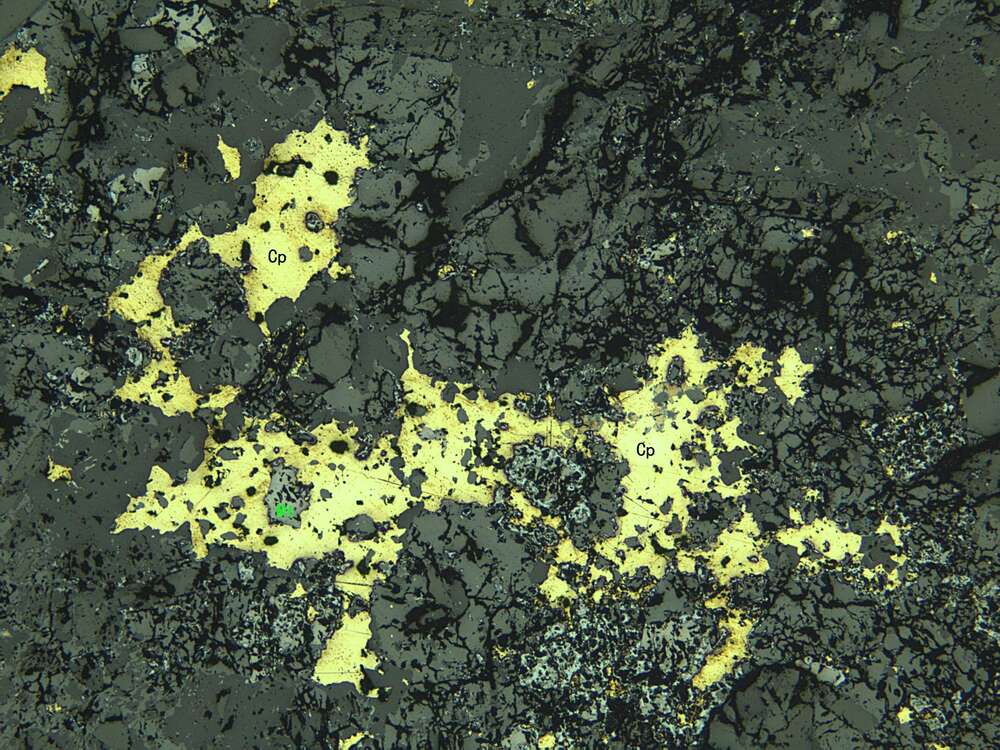 矿化透辉石榴石矽卡岩
浸染状黄铜矿矿石