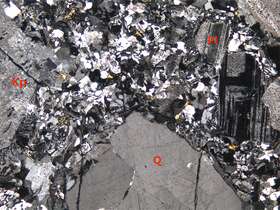 斑状结构,基质具细他形-半自形粒状结构