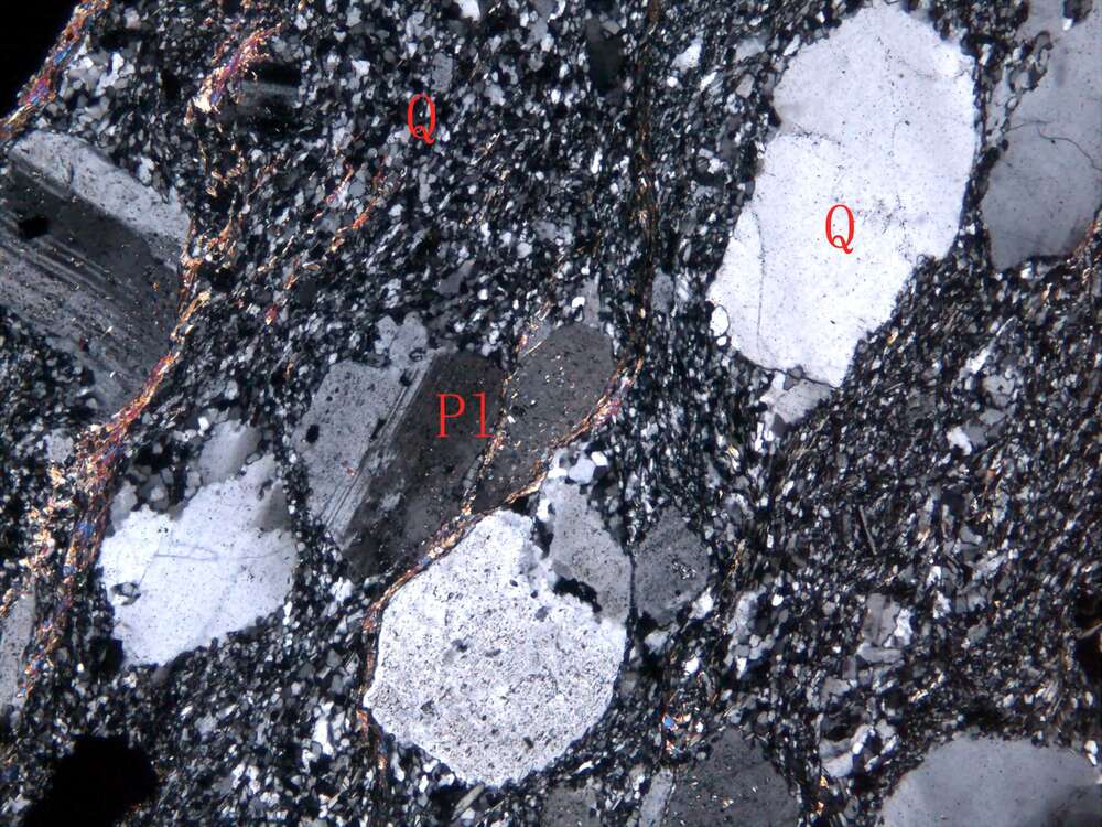 强片理化斜长花岗斑岩