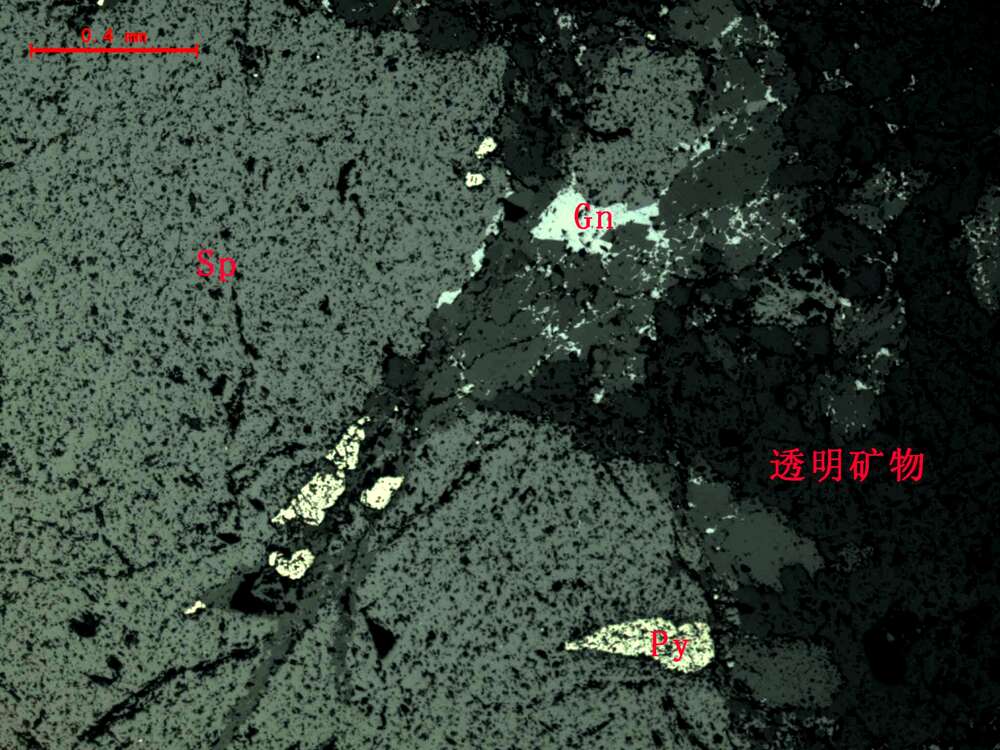 黄铁矿、方铅矿、闪锌矿