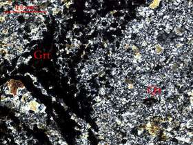 褐灰色锰矿化石榴石英角岩