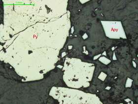 磁铁矿、黄铁矿、毒砂