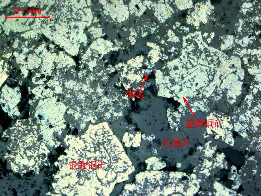 蓝辉铜矿-银黝铜矿-孔雀石