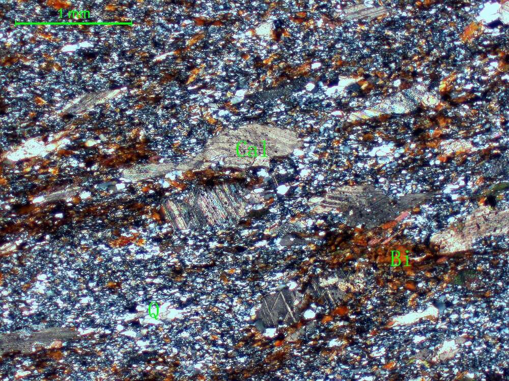 含钙质黑云母石英片岩  