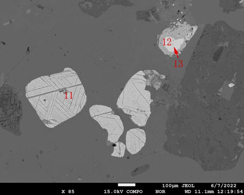 磁铁矿出溶钛铁矿片晶COMPO像