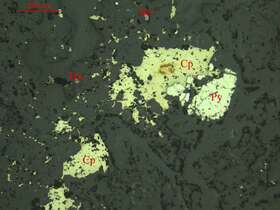 黄铁矿、斑铜矿、黄铜矿