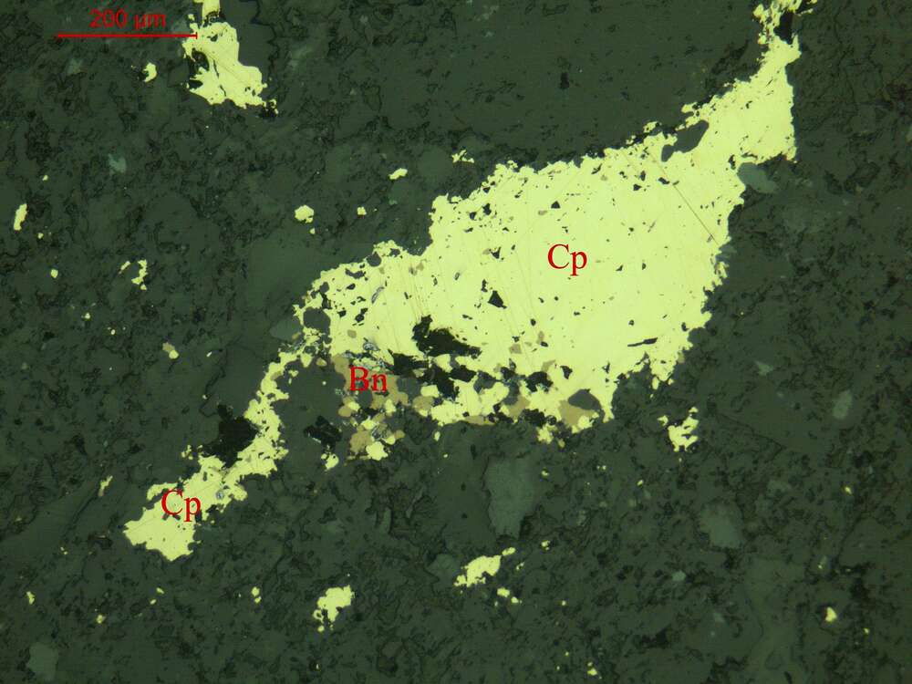 黄铁矿、斑铜矿、黄铜矿